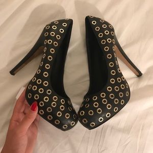 Black leather studded Heels